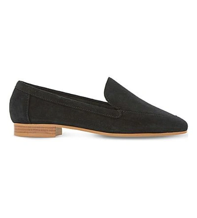 Dune Glimpse Suede Loafers In Black-suede