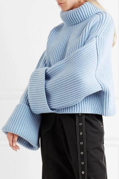 Shop Jil Sander Oversized Ribbed Wool-blend Turtleneck Sweater