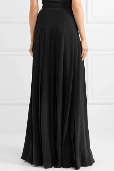 Shop Prada Pleated Crepe Maxi Skirt In Black