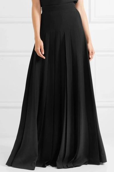 Shop Prada Pleated Crepe Maxi Skirt In Black