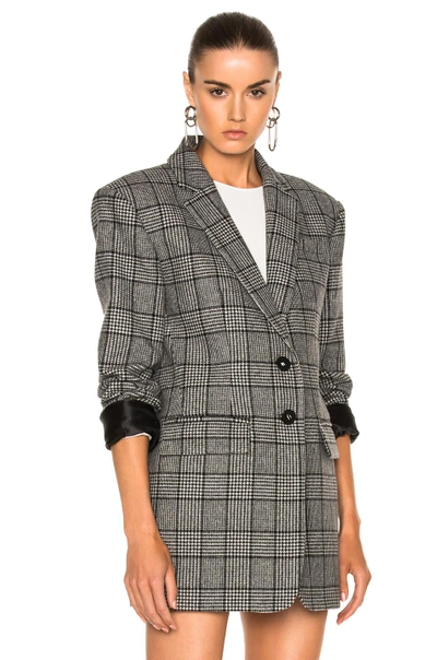 Tibi Tweed Oversized Blazer In Black, Checkered & Plaid. In Black Multi ...