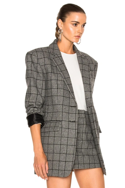 Shop Tibi Tweed Oversized Blazer In Black, Checkered & Plaid. In Black Multi