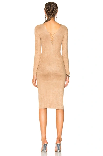 Shop Alexander Wang T T By Alexander Wang Faux Suede Lace Up Mini Dress In Neutrals