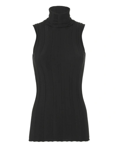 Shop Derek Lam Ribbed Sleeveless Turtleneck In Black