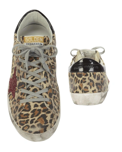 Shop Golden Goose Superstar Leopard Red Glitter Sneakers