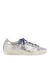 GOLDEN GOOSE Superstar Blue Lace Silver Glitter Sneakers,F31WS590.D23