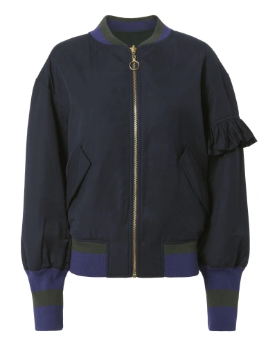 Maggie Marilyn Don't Forget To Dream Reversible Bomber Jacket In Grey Blue Bottle Green