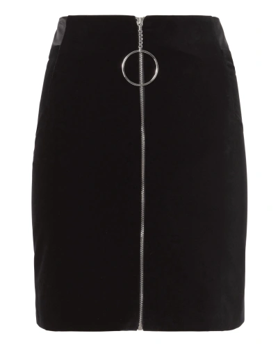 Shop Mugler Zip Detail Velvet Mini Skirt