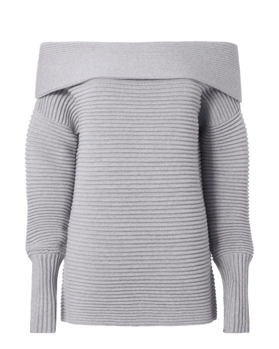 Victoria Victoria Beckham Fine Knit Off-the-shoulder Sweater In Pale Grey