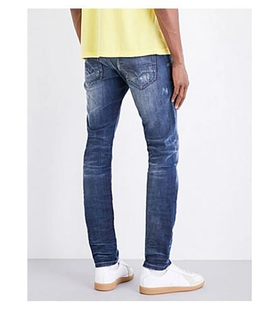 Shop Diesel Thommer Skinny Stretch-denim Jeans In Medium Wash Blue