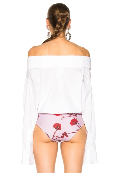 Shop Johanna Ortiz Alida Cotton Poplin Bodysuit In White,floral