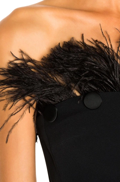 Shop David Koma Button & Feather Detail Strapless Dress In Black