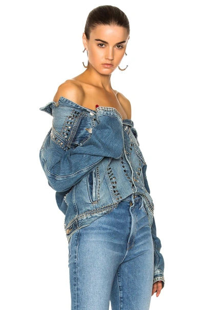 Shop Frame Denim Le Studded Jacket In Gelder