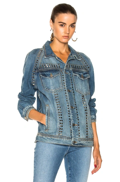 Shop Frame Denim Le Studded Jacket In Gelder