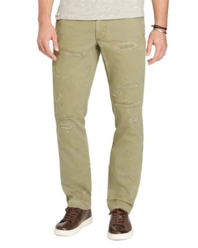 Polo Ralph Lauren Cotton Herringbone Straight Fit Pants In Slate Green