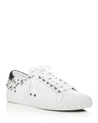 Shop Ash Dazed Star Stud Lace Up Sneakers In White/blue/silver