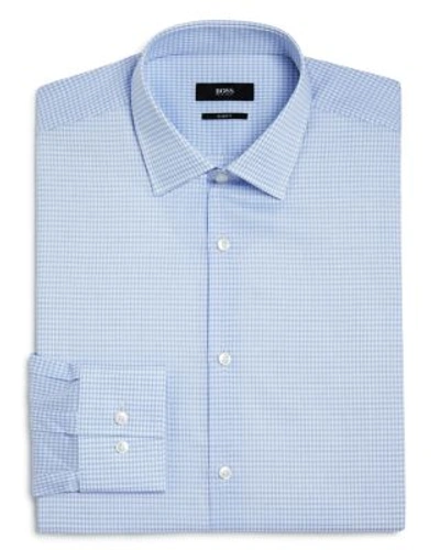 Hugo Boss Jenno Outline Grid Check Dobby Slim Fit Dress Shirt In Light Blue