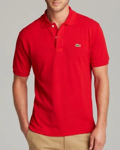 Lacoste Short Sleeve Pique Polo Shirt - Classic Fit In Red