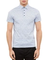 Ted Baker Rovein Printed Nep Regular Fit Polo In Blue