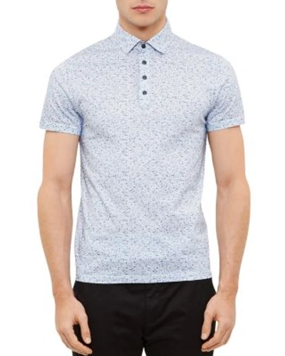 Ted Baker Rovein Printed Nep Regular Fit Polo In Blue