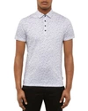 Ted Baker Rovein Printed Nep Regular Fit Polo In Light Gray