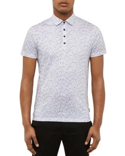 Ted Baker Rovein Printed Nep Regular Fit Polo In Light Gray