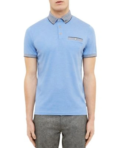 Ted Baker Shapiro Oxford Regular Fit Polo In Blue