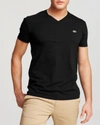 Lacoste Solid V-neck Tee In Black