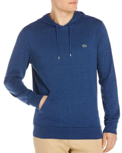 Lacoste Long Sleeve Jersey Hooded Tee In Anchor Chine Blue