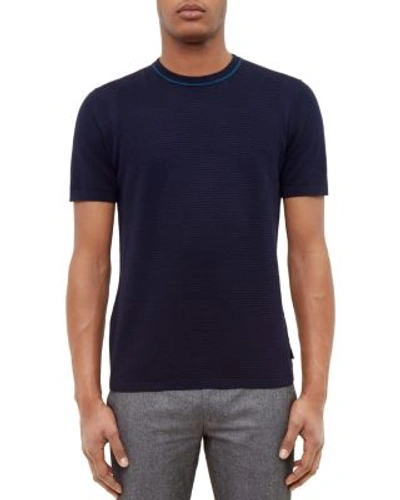 Ted Baker Zico Textured Knit Tee In Navy