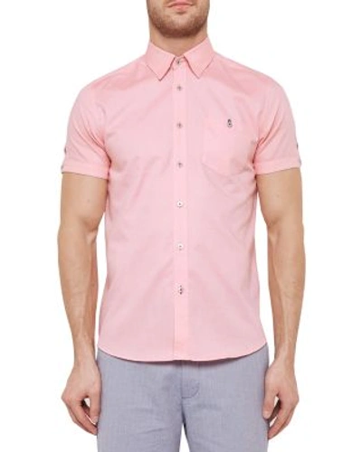 Ted Baker Mini Textured Regular Fit Button-down Shirt In Pink