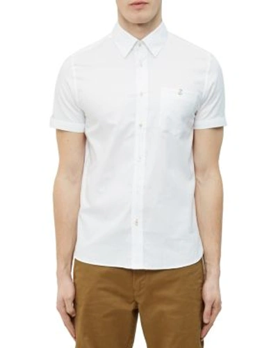 Ted Baker Mini Textured Regular Fit Button-down Shirt In White