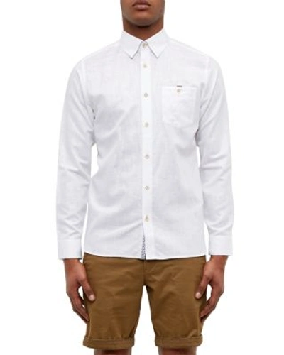 Shop Ted Baker Linen Regular Fit Button-down Shirt In White