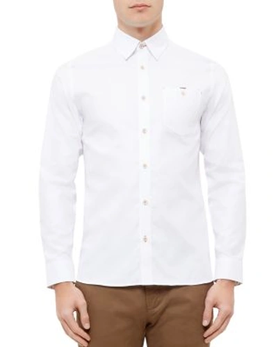 Ted Baker Portmyo End On End Regular Fit Button-down Shirt In White