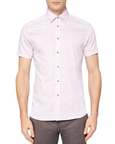 Ted Baker Almada Statement Printed Regular Fit Button-down Shirt In Pink