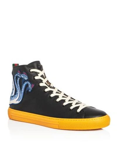Shop Gucci Major Embellished High Top Sneakers In Black