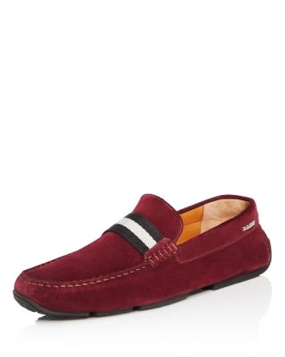 Bally Pearce Suede Drivers In Merlot Red