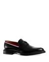 GUCCI Leather Loafers with Grosgrain Web Detail,2597248BLACK