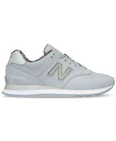 Shop New Balance Women's 574 Luxe Reptile Casual Sneakers From Finish Line In Silver Mink