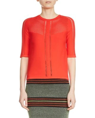 Maje Mania Pointelle Knit Top In Red