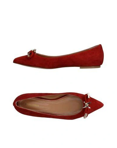 Shop Dsquared2 Ballet Flats In Brick Red