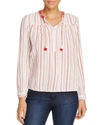 Scotch & Soda Textured Stripe Peasant Blouse In Combo C