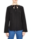 Sandro Cleo Lace-up Silk Top In Black