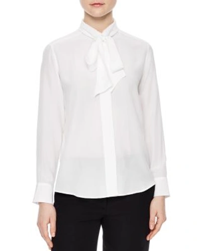 Shop Sandro Caline Tie-neck Silk Shirt In White