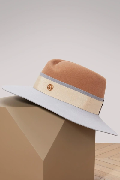 Shop Maison Michel Virginie Fedora Hat In Camel Grey