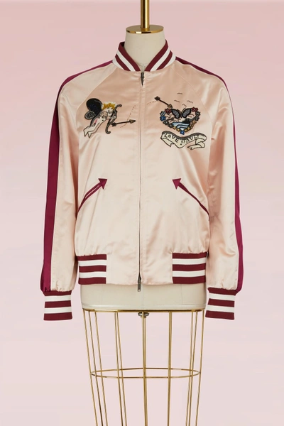 Shop Valentino Tattoo Teddy Jacket In Poudre