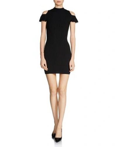 Shop Maje Roxane Cold-shoulder Knit Mini Dress In Black