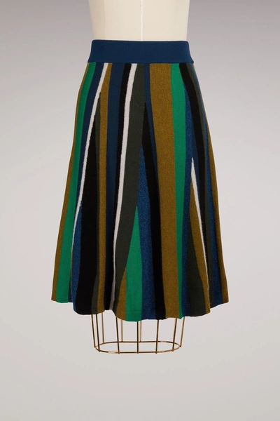Shop Kenzo Wool Knee-length Skirt In Navy Blue