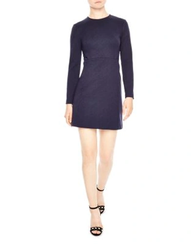 Shop Sandro Etzi Illusion-back Fit & Flare Dress In Navy Blue