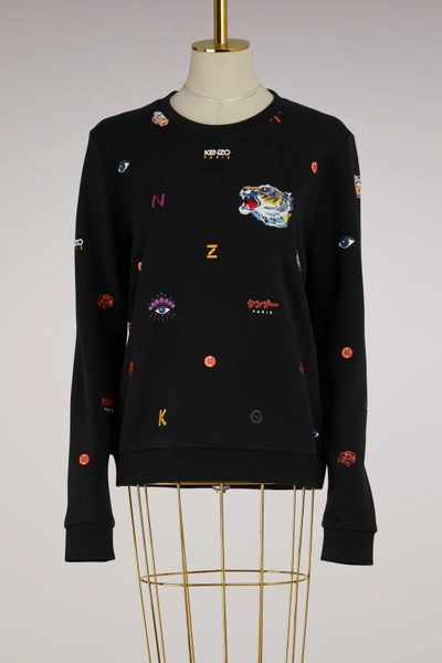Shop Kenzo Cotton Icons Sweater In Black